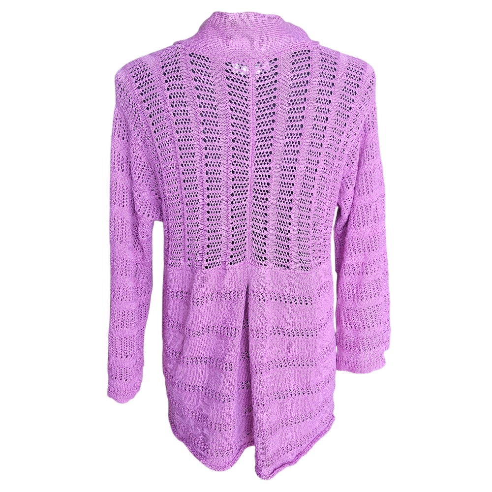J'envie Pink Loose Fit Two Button Knit Linen Blend Cardigan Women's Size XL - Picture 3 of 8
